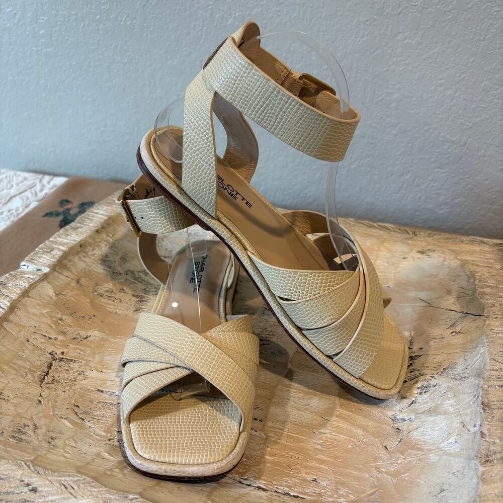 CHARLOTTE STONE MELINA High Ankle Strappy Sandals Bone Sz8 Sophisticated Summer